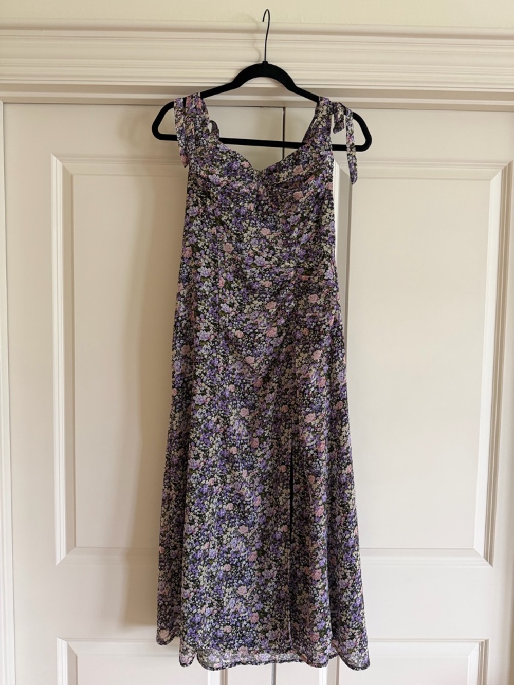 ASTR Lavender Floral Tie-Strap Midi Dress